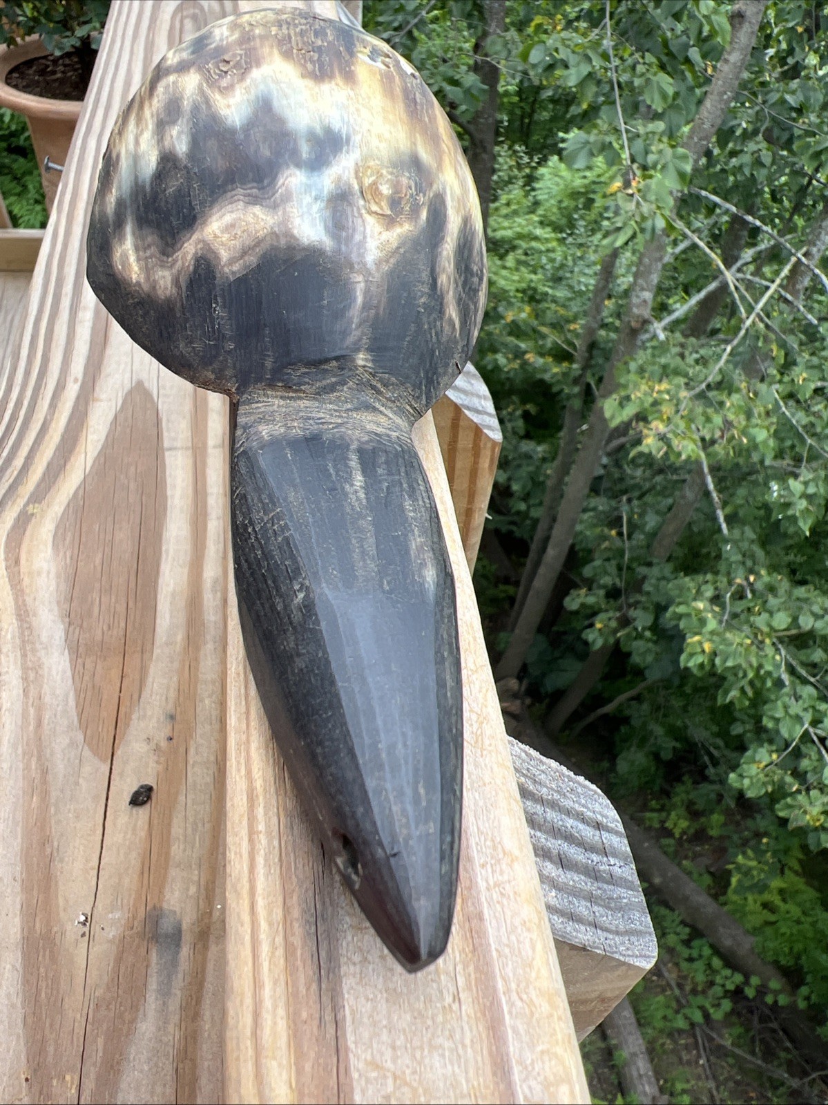 Original Native American Indian Hand carved Goat Horn Spoon; Late 19th Cent.