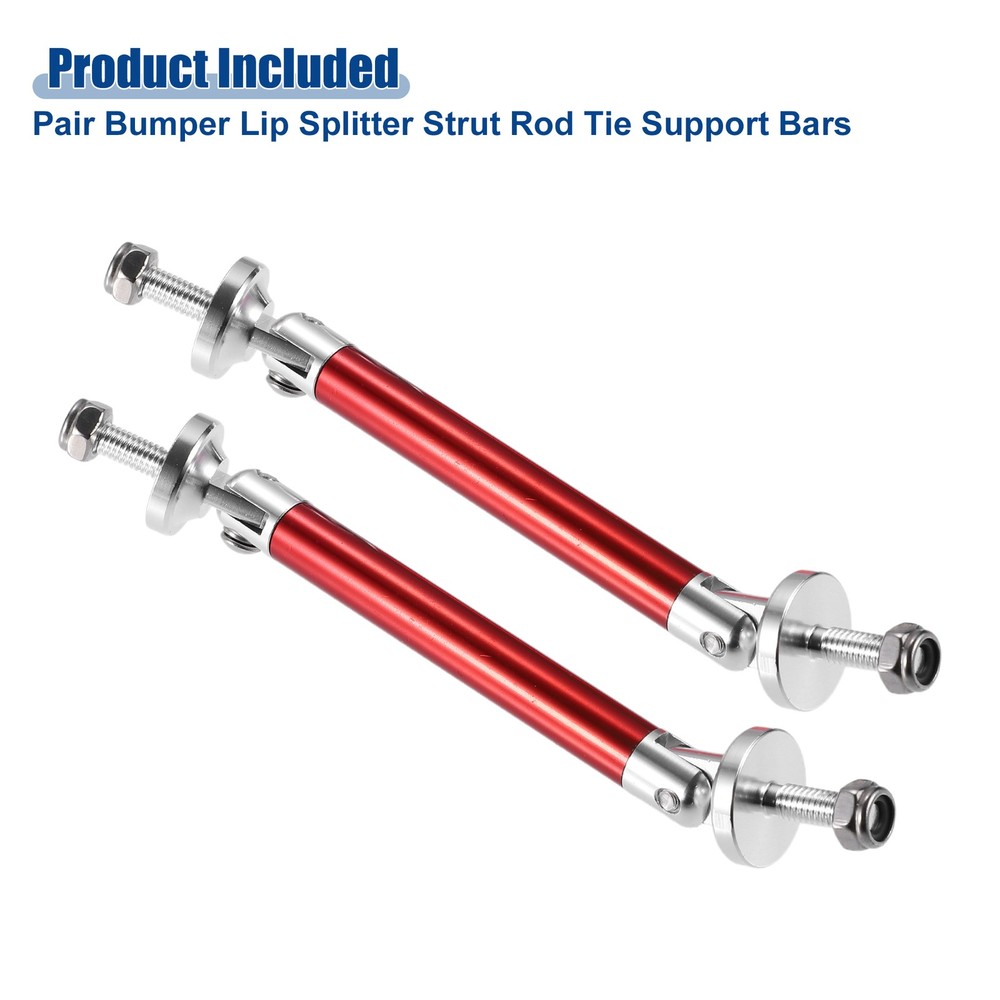 TWO 3"-4" Universal Front Bumper Lip Splitter Diffuser Strut Rod Universal Red