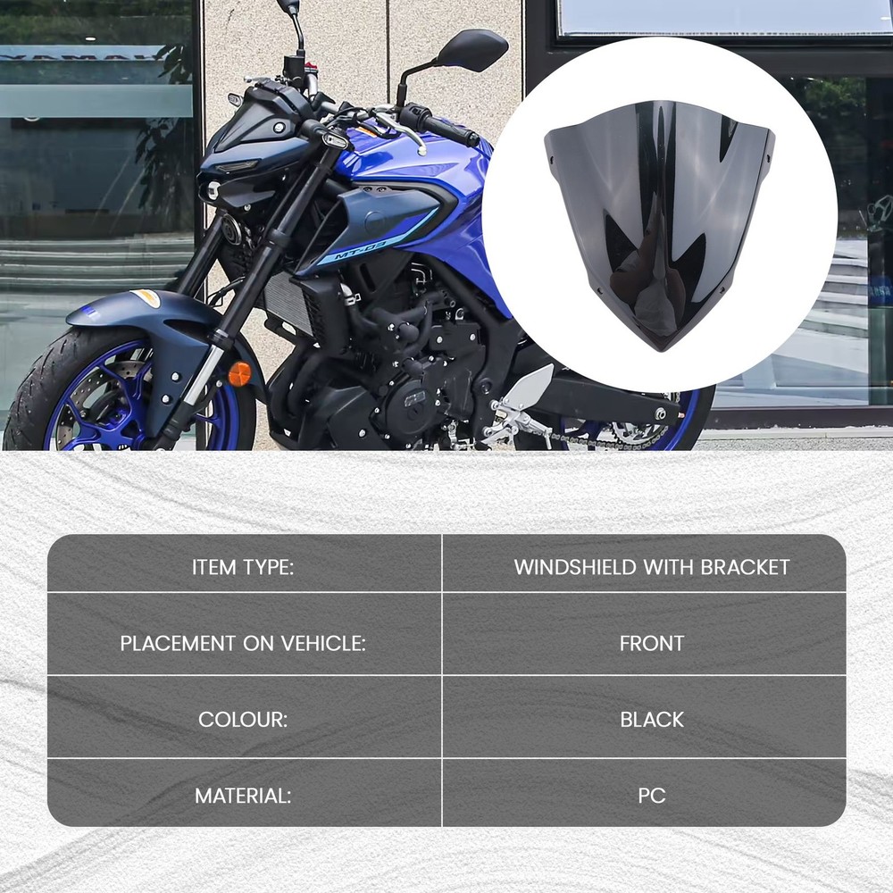 Motorcycle Wind Shield Wind Guard Screen Deflector with Bracket fo6344