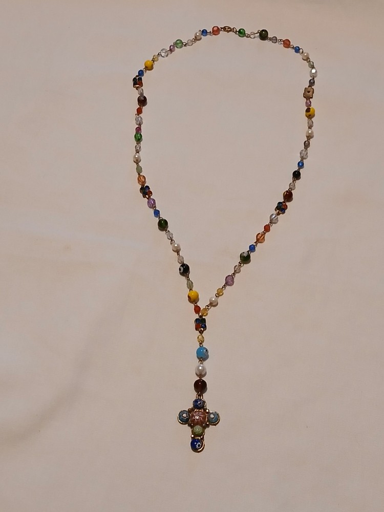 Religious Catholic Christianity Multi Gemstone Rosary Necklace