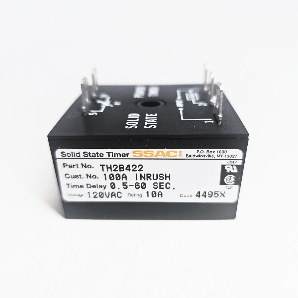 SSAC TH2B422 Solid State Timer Relay , 0.5 - 60 Seconds, 120 VAC, 10 AMP