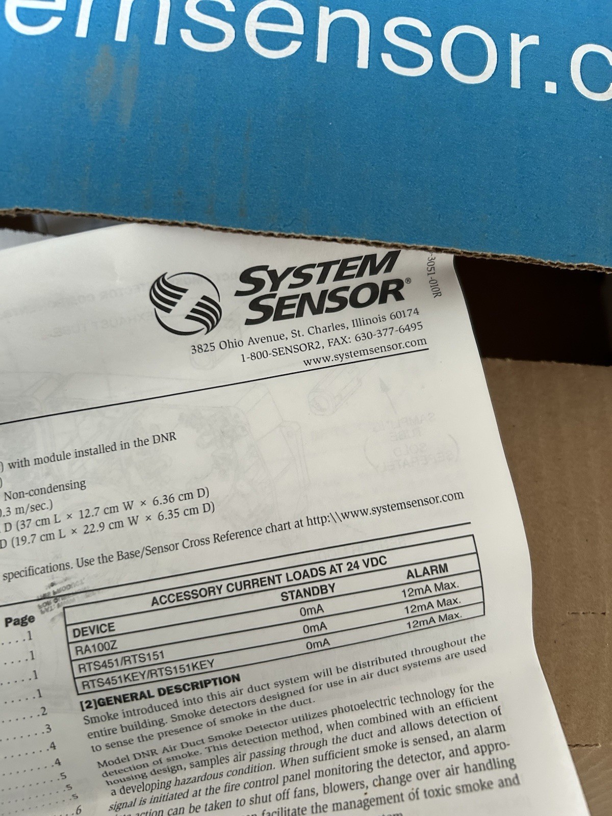 SYSTEM SENSOR Intelligent Non-Relay Duct Smoke Detector DNR Housing (NO HEAD)