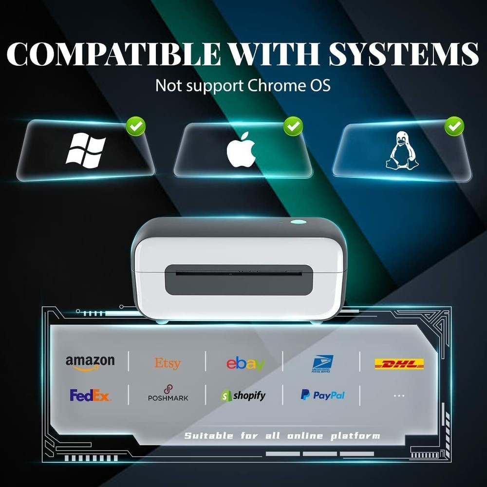 Phomemo 4x6" Shipping Label Thermal Printer Address Barcode Paper Desktop+Holder