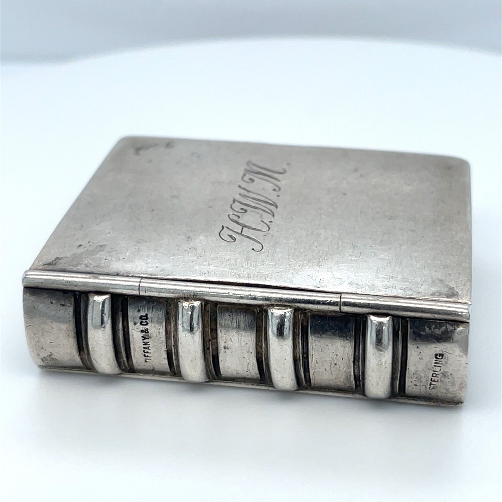 Tiffany & Co. Hinged Book Sterling Silver Pill Box