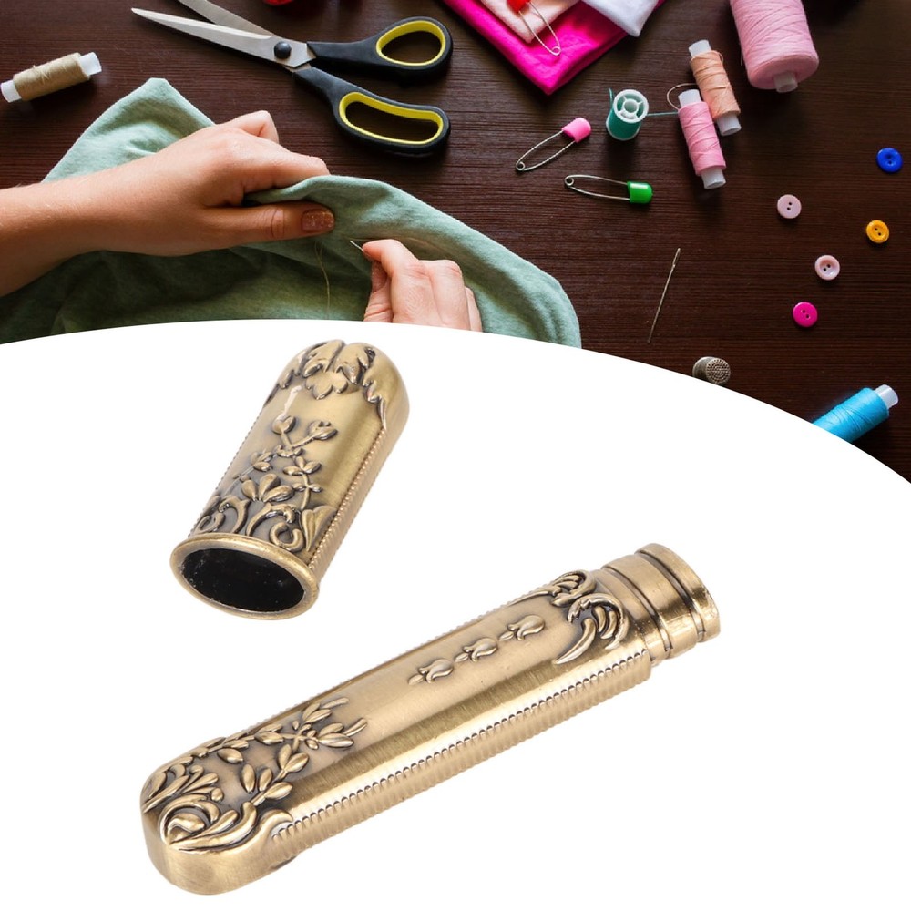Vintage Needle Case Engraved Stereoscopic Pattern Stylish Sewing Needles Storage