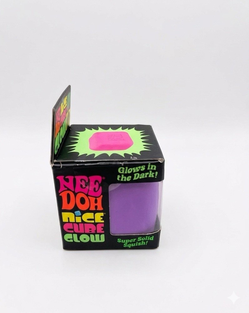 Schylling NeeDoh Nice Cube Glows Squeeze PURPLE Super Solid Squish SHIPS FAST!!!