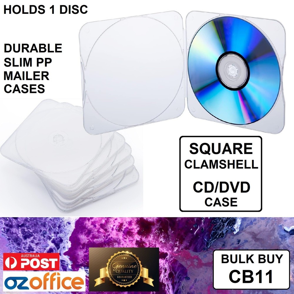 Premium CB11 Single CD Case Clam Shell Case Clear CD Mailer Slim Case DURASLIM