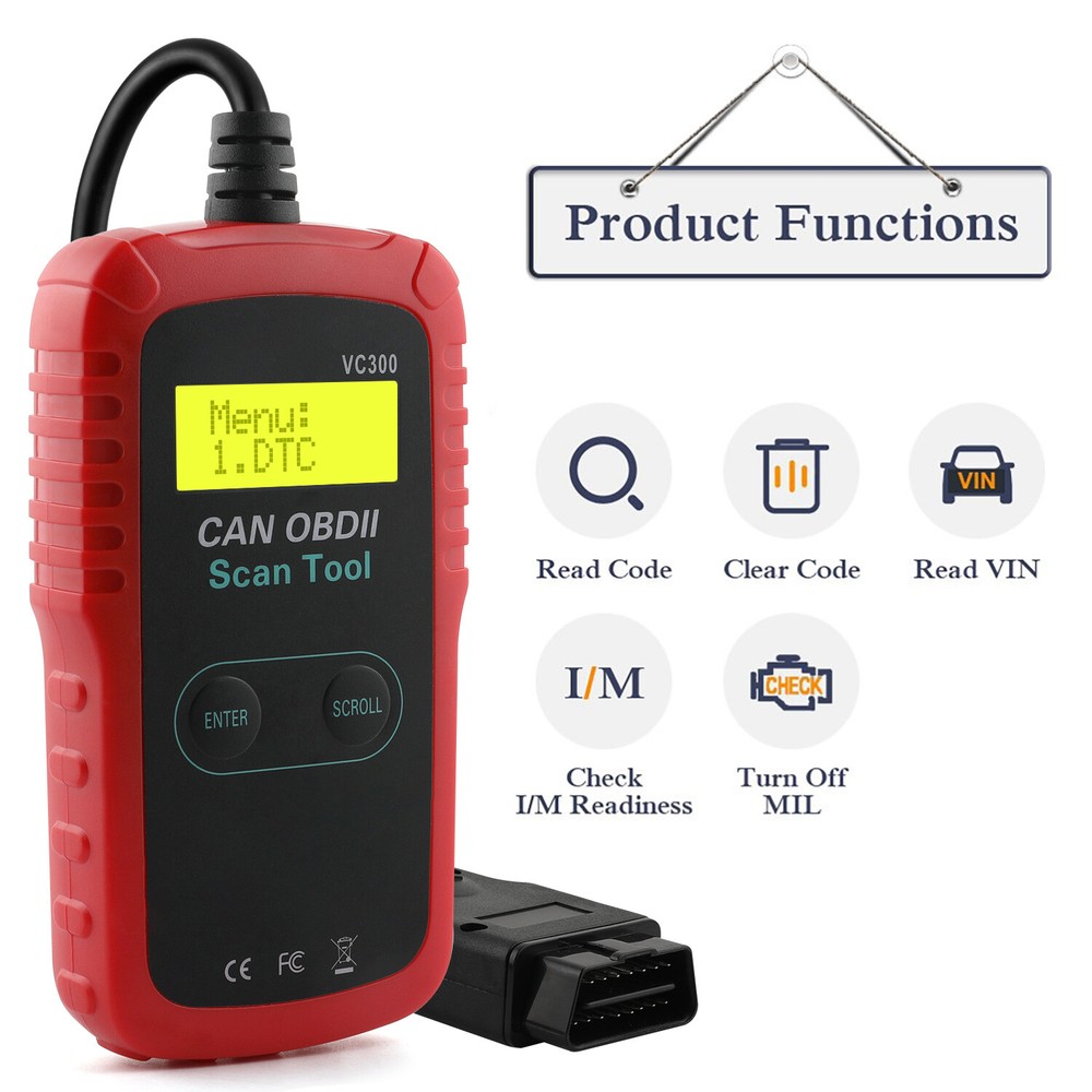 VC300 Universal Code Reader Automotive Car OBD2 EOBD Engine Fault Auto Scanner