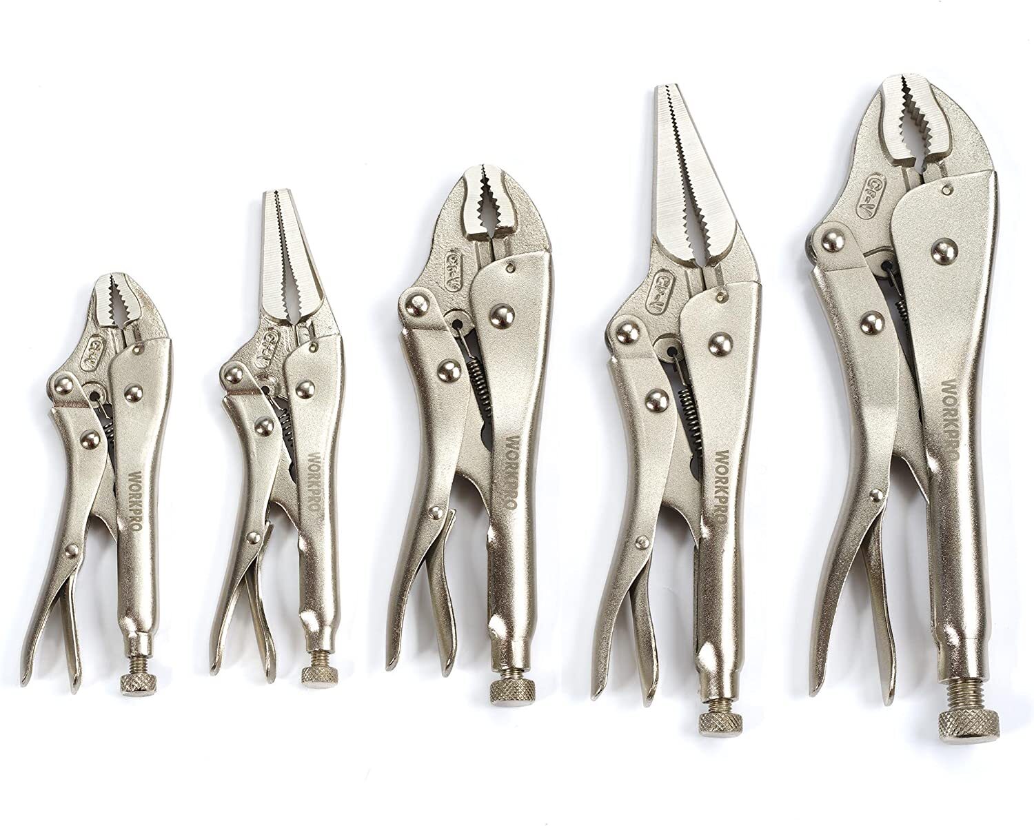 WORKPRO 5-Piece Locking Pliers Set Vice Grips w/Chrome-vanadium Steel Tool Set