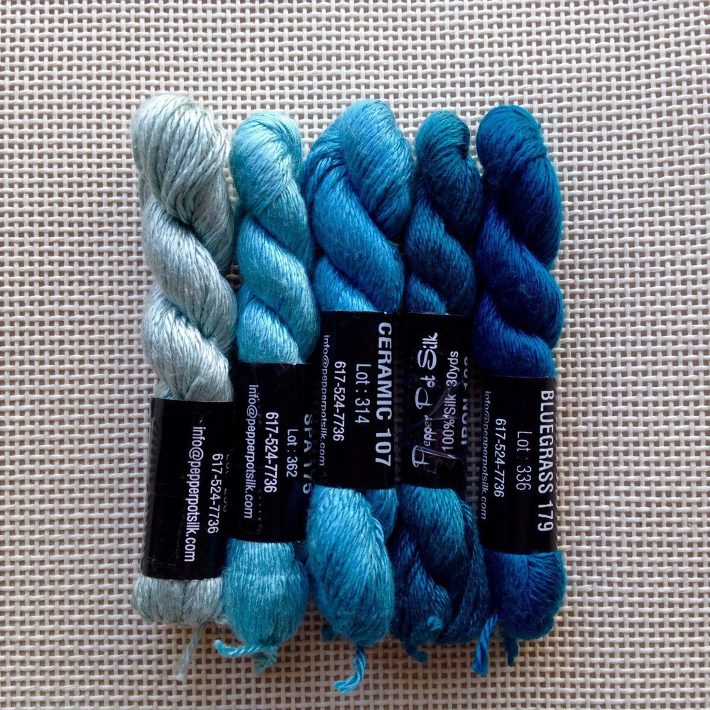 Planet Earth Pepper Pot single strand silk Teal Blue collection