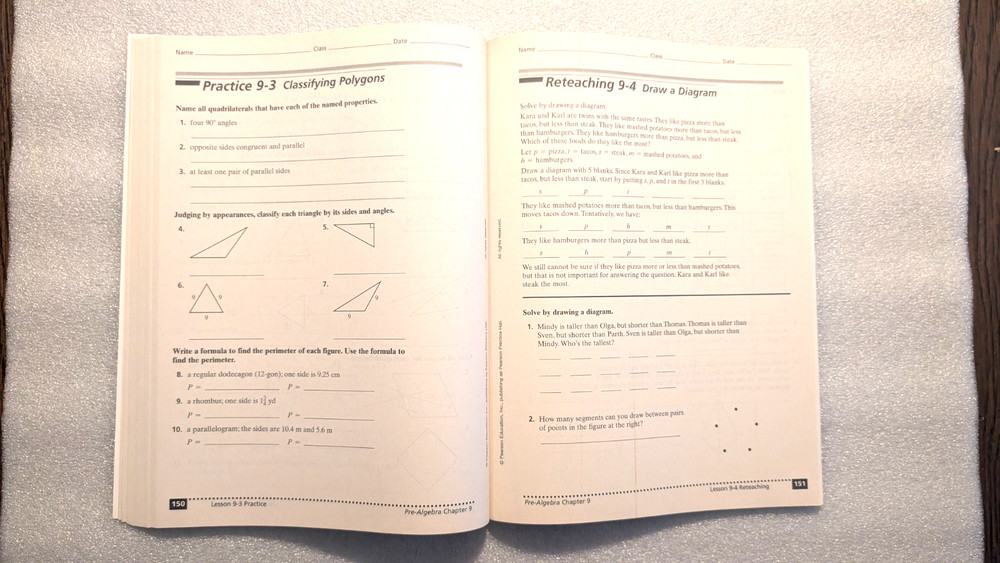 PRE-ALGEBRA MATHEMATICS STUDY GUIDE & PRACTICE WORKBOOK BRAND NEW FREE SHIP