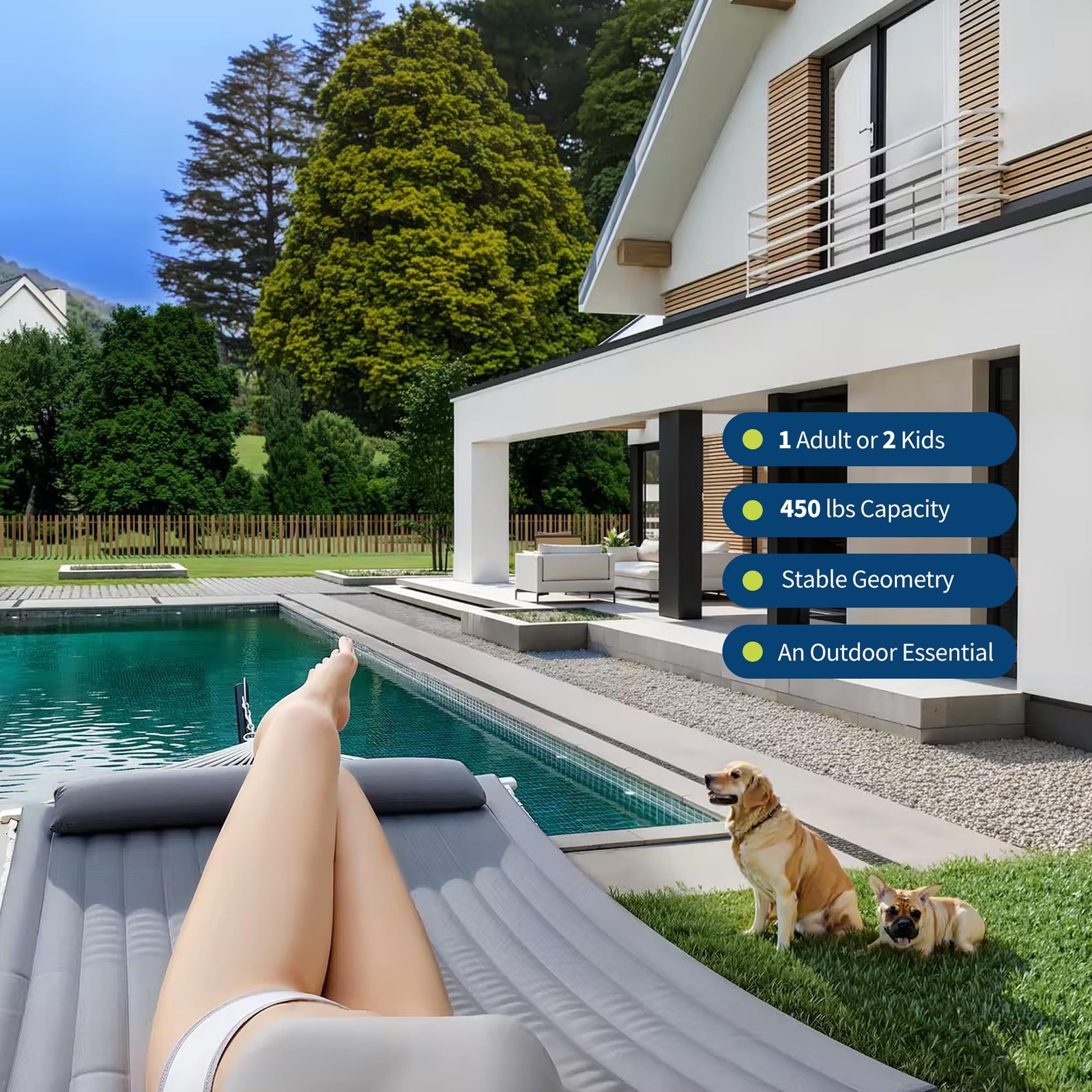 450Lb Portable Double Hammock with Stand for 2 Person W/Steel Stand for Backyard