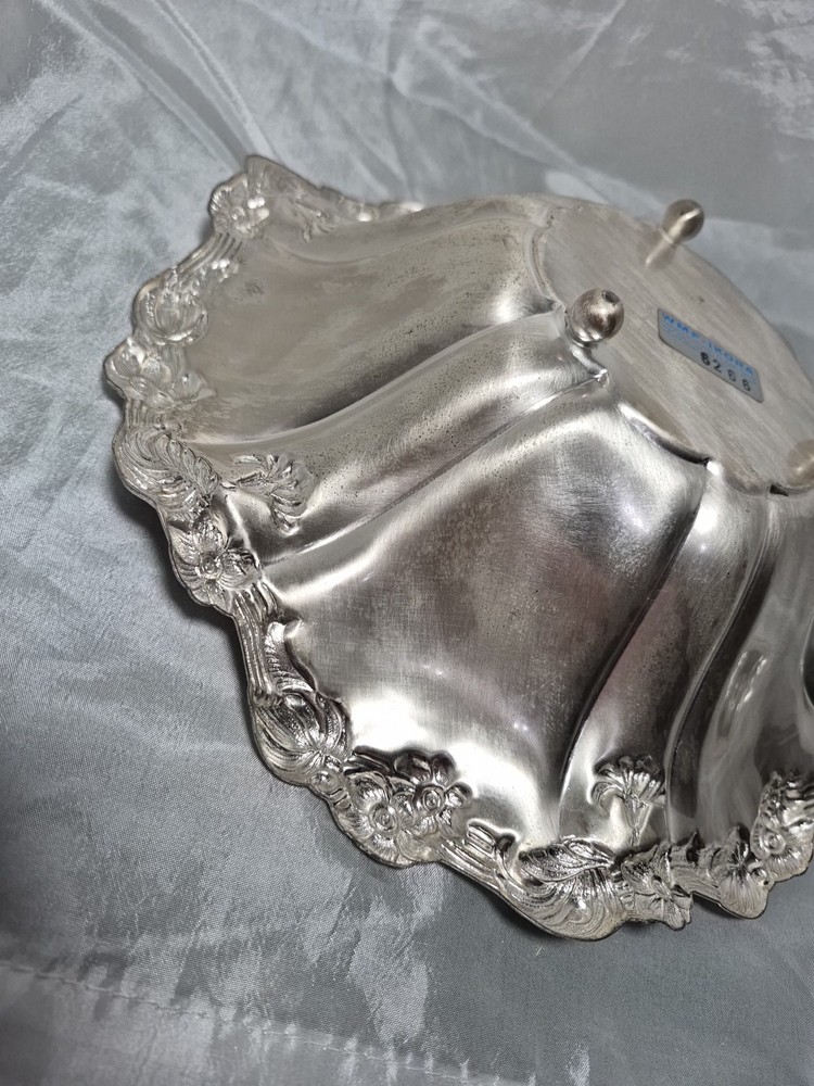 Vintage WMF Germany Ikora EP Silver Plate Floral Footed Serving Bowl 11”