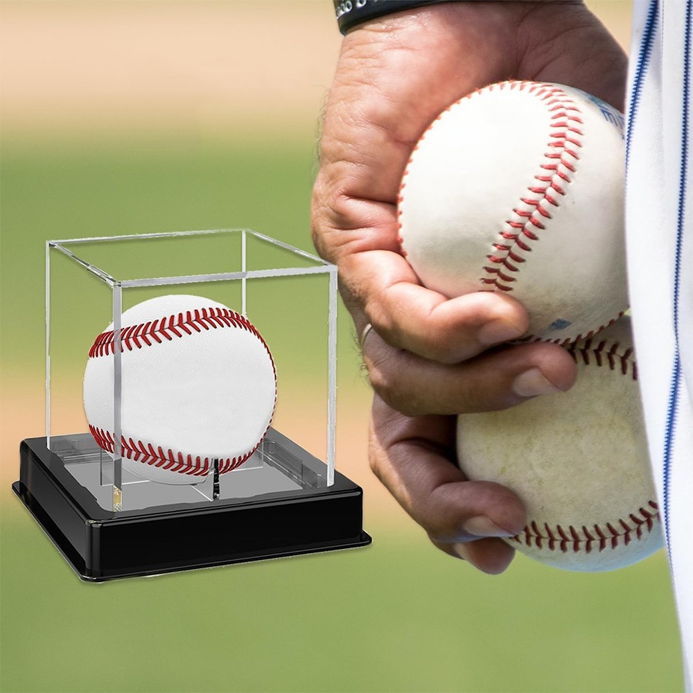 4Pcs Baseball Display Case Acrylic Cube - UV Protected Acrylic Baseball Holder