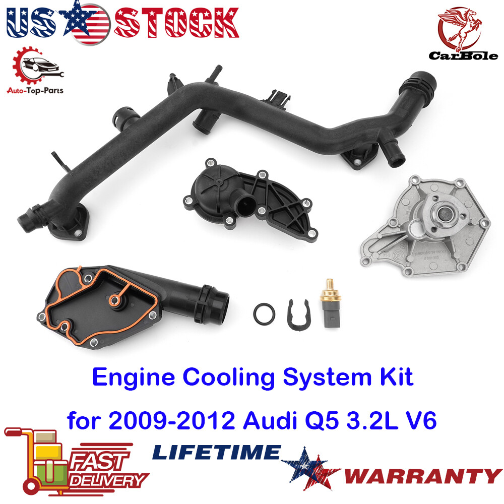 Water Pump+Thermostat+Pipe+Thermal Switch+Gasket for 2009-2012 Audi Q5 3.2L V6
