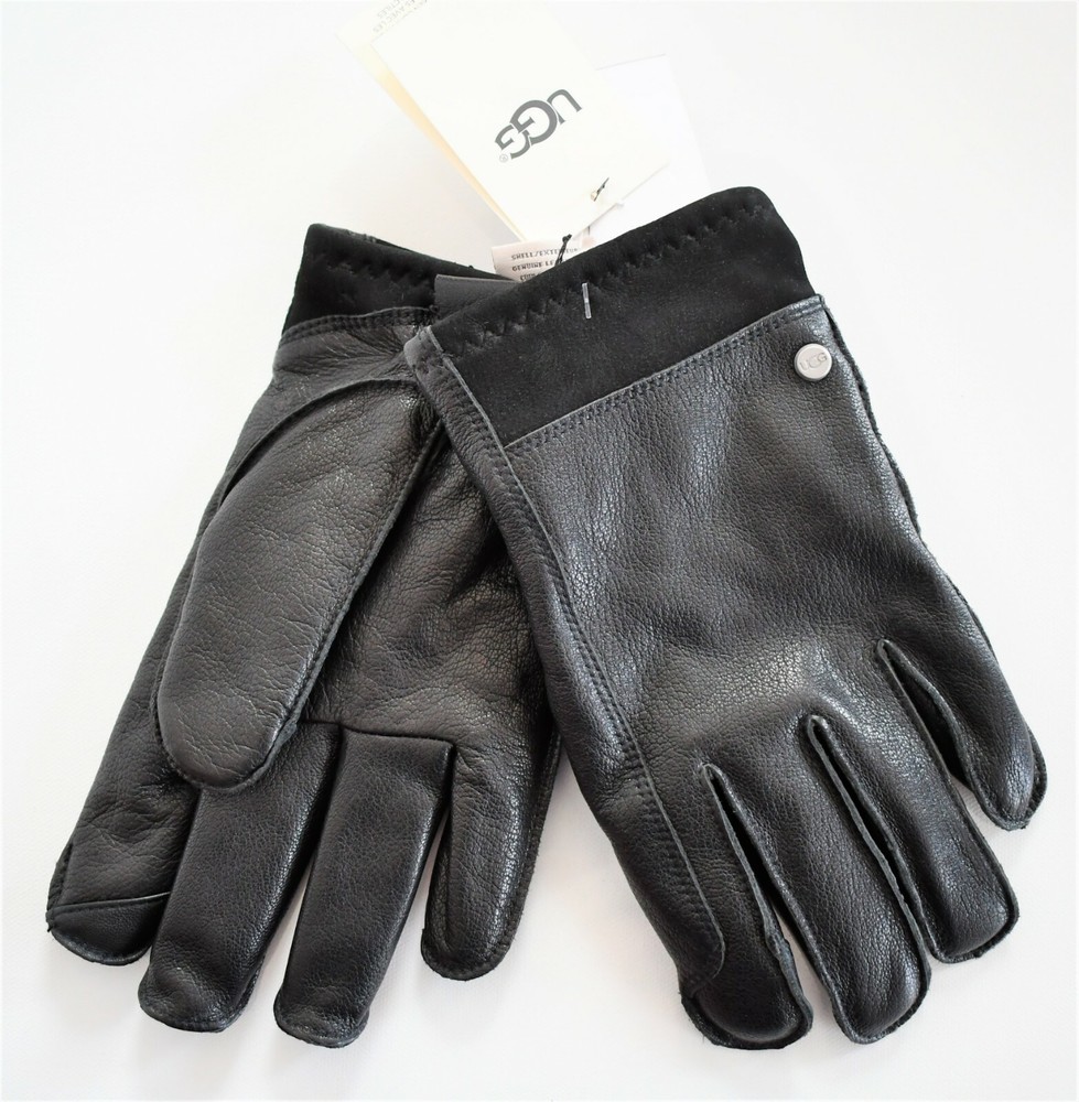 $95 New Authentic UGG MIXED LEATHER TECH TOUCH SCREEN COMPATIBLE Gloves M L