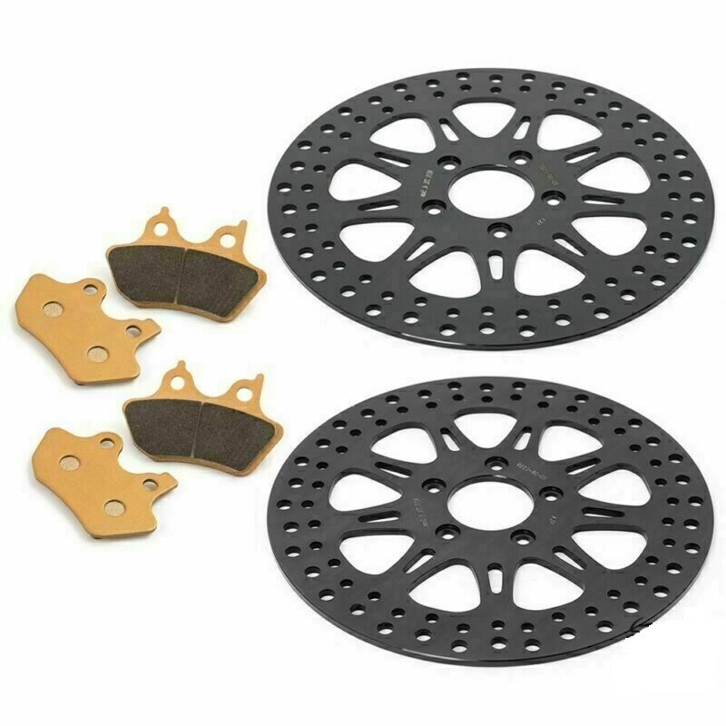 Front & Rear 11.5" Brake Rotors Pads Dyna Wide Glide Super Glide Low Rider 00-05