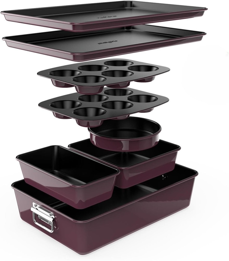 8-Piece Non-Stick Stackable Bakeware Set PFOA-, PFOS- and PTFE-Free Bakeware