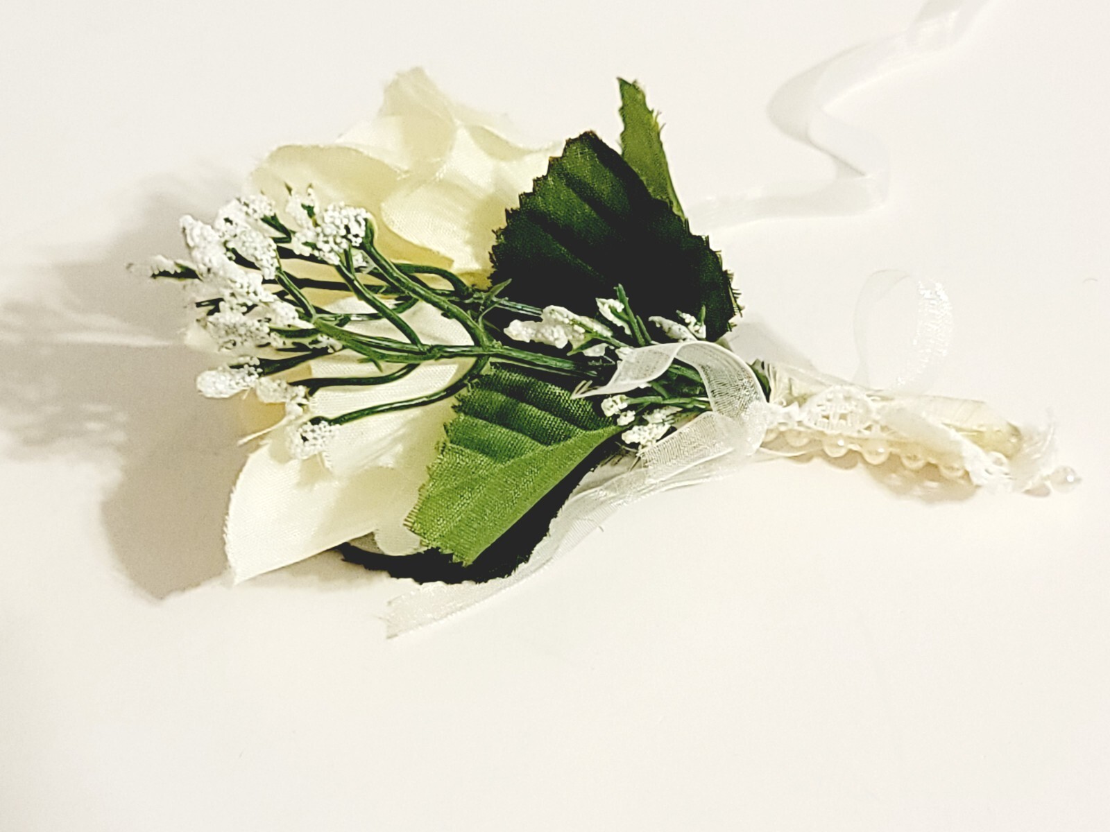 Set of 3 White or Gold Boutonniere For Wedding Prom, Artificial Flowers