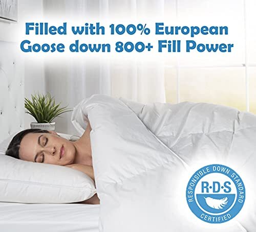 ComfyDown Goose Down White Comforter - Made in USA - 100% Egyptian Cotton