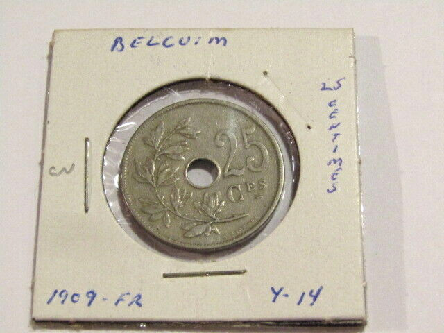 Belgium 1909-FR 25 Centimes Coin