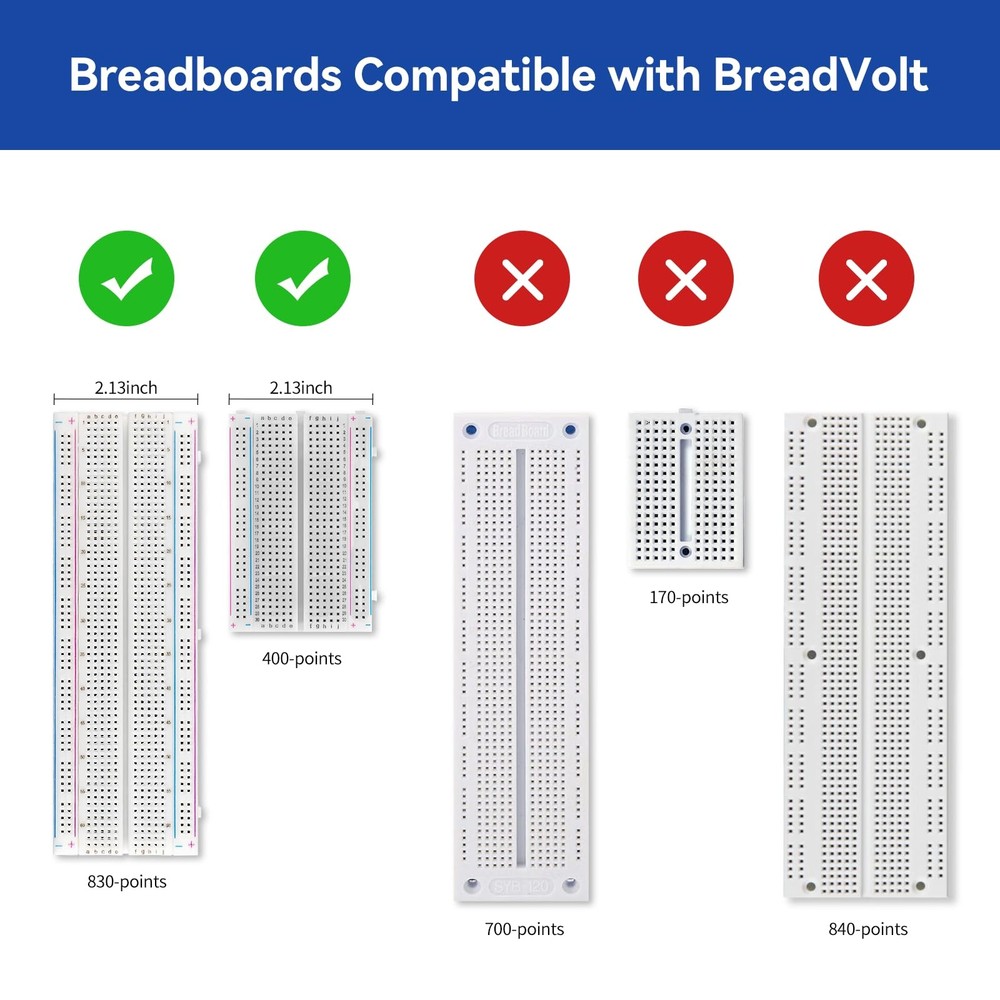 BreadVolt Breadboard Power Supply Module Built-in Rechargeble Battery Compati...
