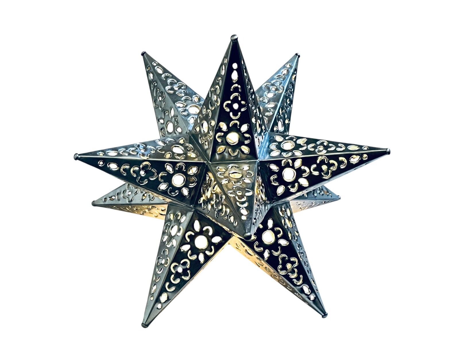 Moravian Tin STAR , Mexican Xmas TREE TOPPER 11" Estrella