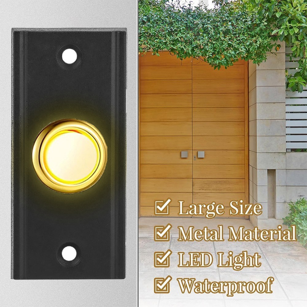 Sturdy Metal LED Doorbell Button Rectangular Shape Energy Efficient Lighting