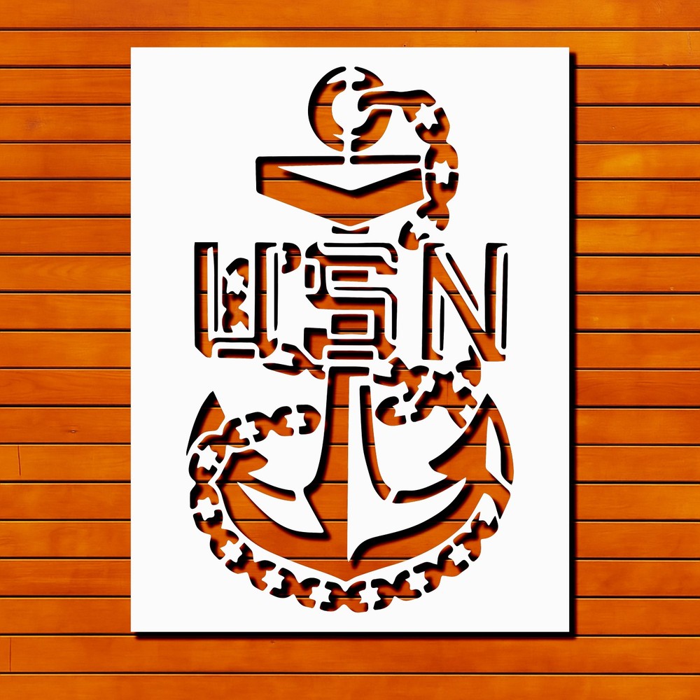 Reusable Plastic Stencil - US Navy Chief Anchor Design, Stencil Template Reusabl