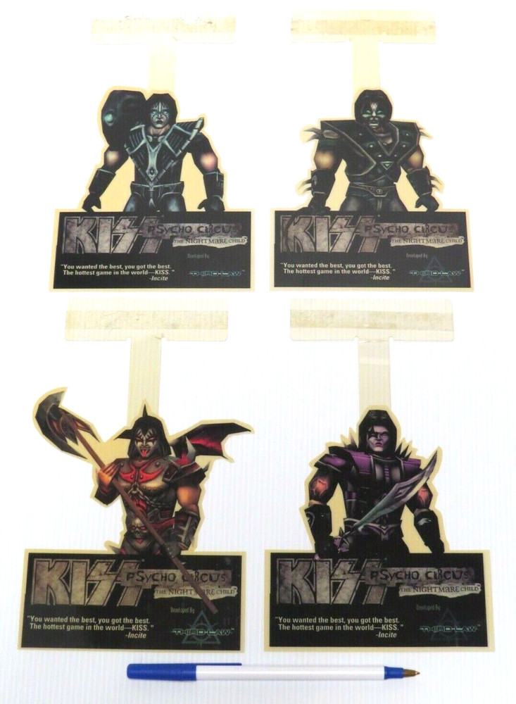 KISS PSYCHO CIRCUS NIGHTMARE CHILD VIDEO GAME PLASTIC PROMO DISPLAY SET OF 4