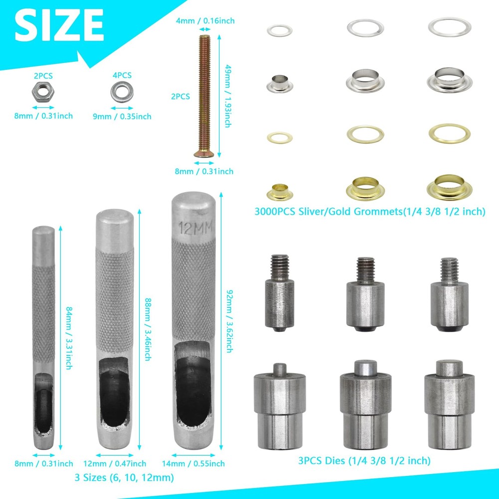 Grommet Tool Kit, Hand Press Machine Kit Heavy Duty...