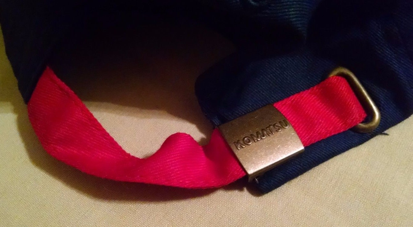 Komatsu Hat Baseball Ball Cap Blue Red White Adjustable Metal Buckle Cotton VGC
