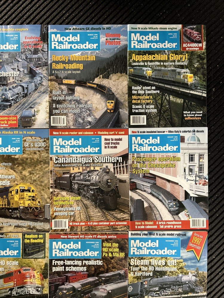 Vintage 1996 Model Railroader Magazines Complete Year 12 Issues