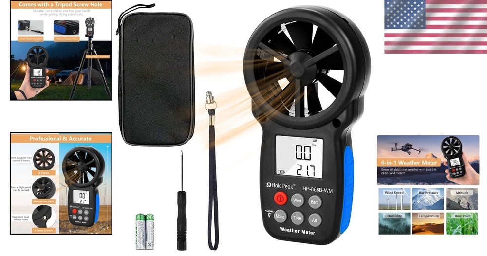 Professional Digital Anemometer - Wind Speed, Temp, Humidity