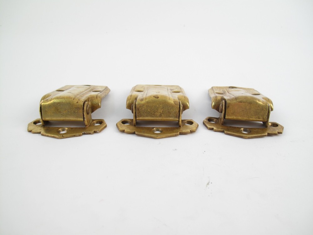 THREE / Vintage Art Deco Stepped Skyscraper Offset Cabinet Hinge 4.5"x3"