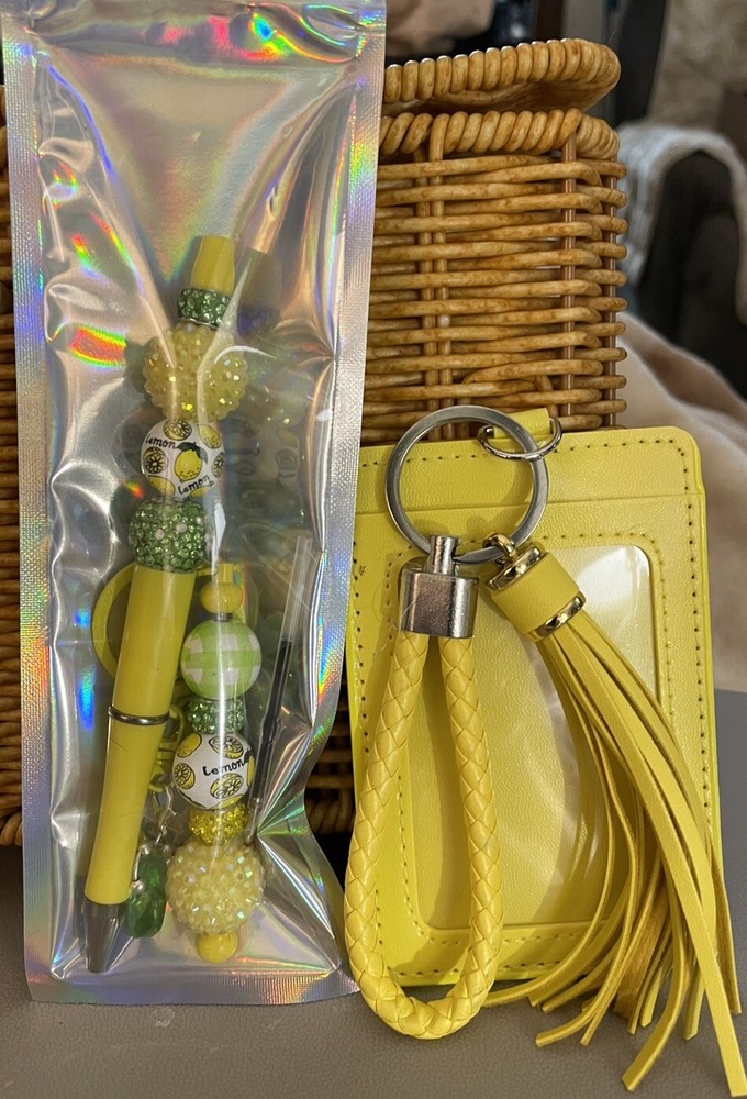 HAND MADE BEAD PEN, BEAD KEY CHAIN, wallet -& INK REFILL-3 PC set