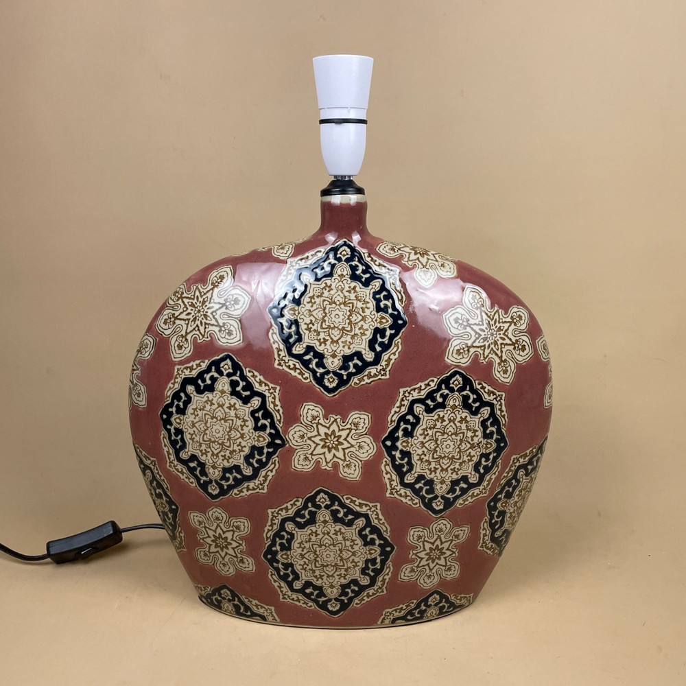 Hand Painted Ceramic Lamp Light Bedside Table Pattern Large Statement Patterned