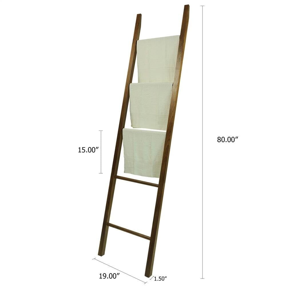 Solid Walnut Decorative Ladder 5 Step Leaning Rack Home Decor Storage Display US