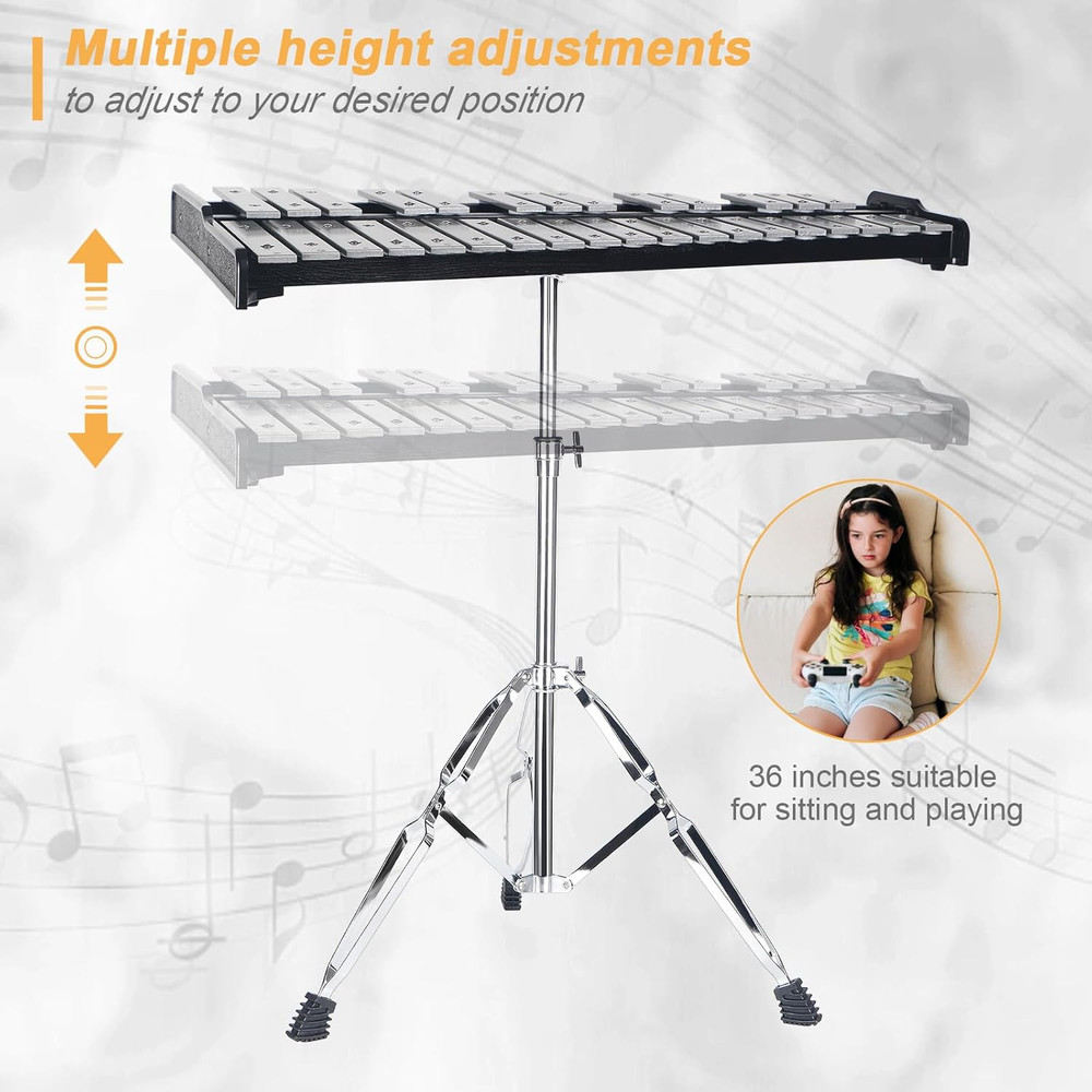 Professional 32 Note Glockenspiel Xylophone Bell Kit for Beginner :Muted Practic