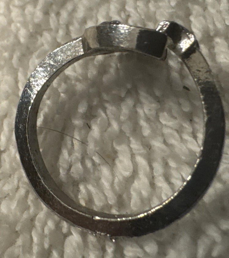 1 Adjustable Sparkling Silver Moon Star Ring vtg night sky