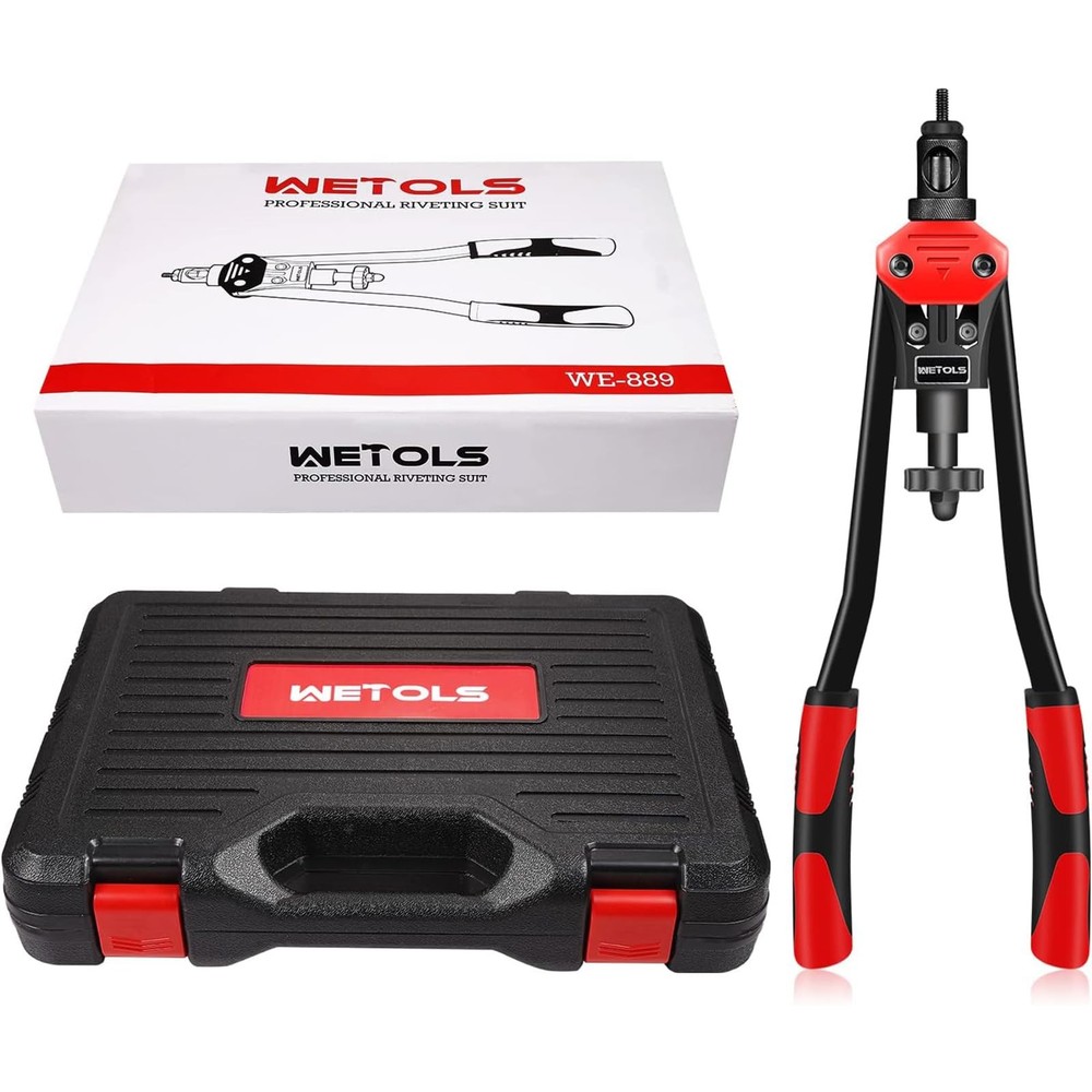 WETOLS 16" Rivet Nut Tool, rivet nut tool with 11 mandrels, RED