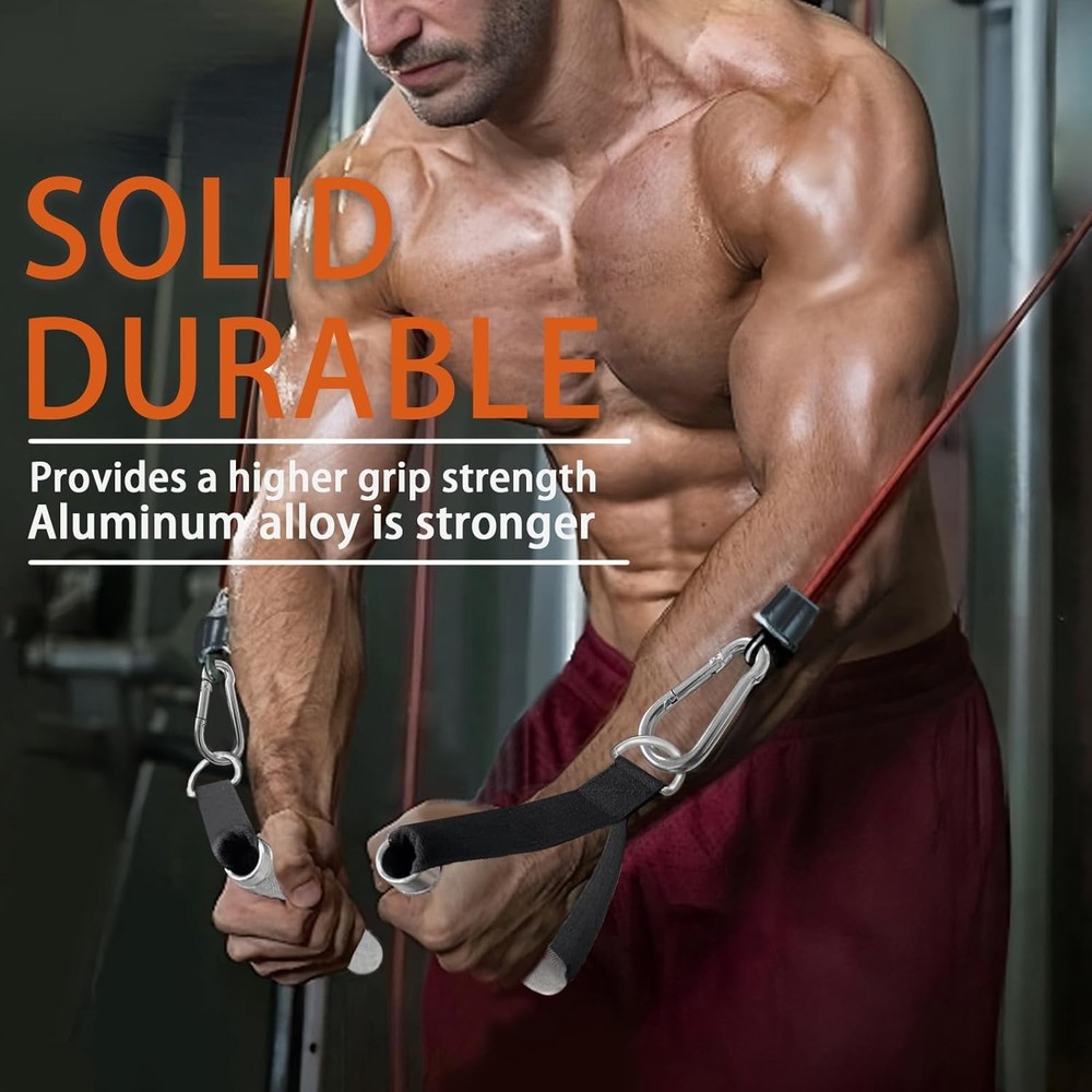 2Pack Upgraded Heavy Duty Exercise Handles for Cable Machine, Silver Black