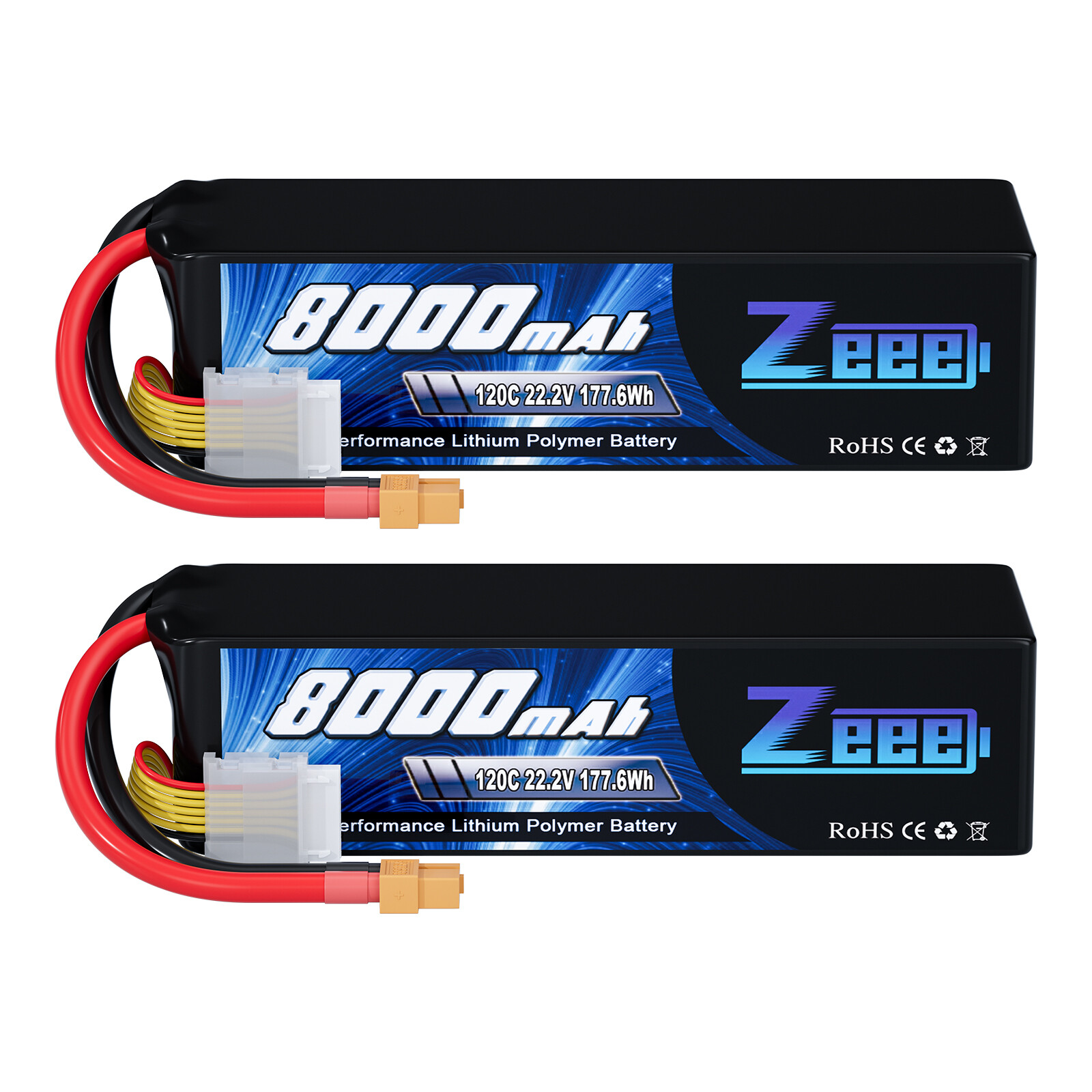 2x Zeee 22.2V 120C 6S LiPo Battery 8000mAh XT60 for RC Car Truck Tank Racing