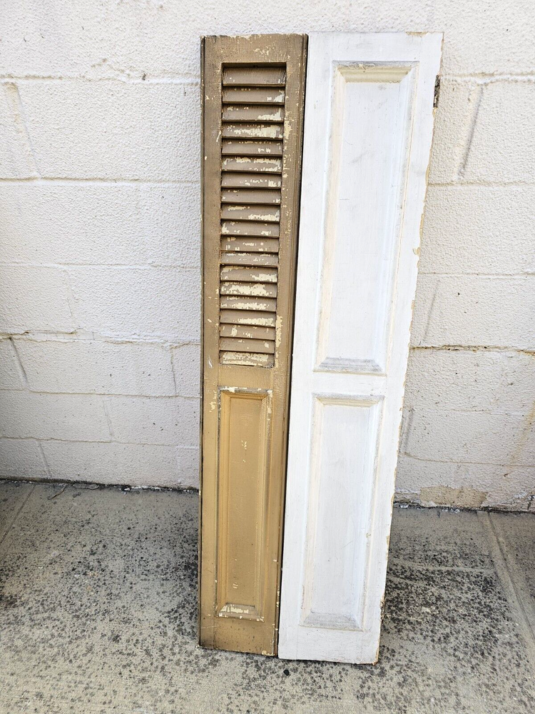 1900-1910 Antique Large Interior Louver Window Shutters