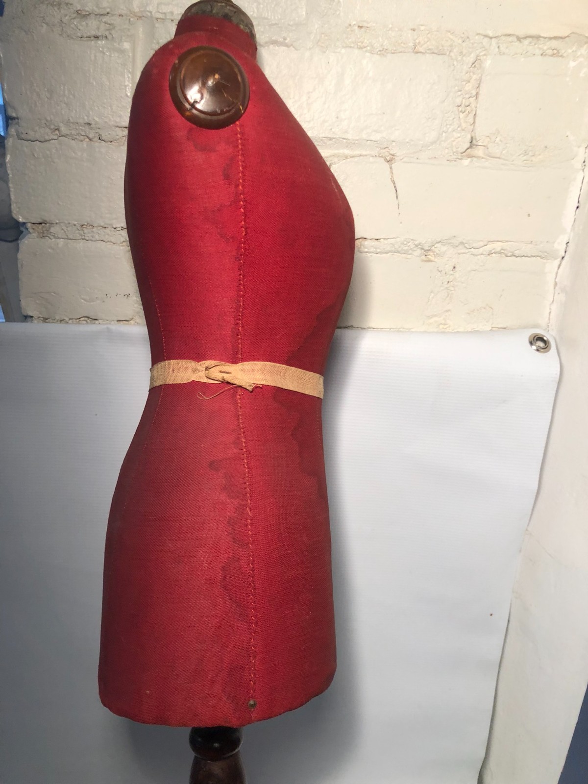 Antique Half Scale Miniature Mannequin Dress Form w Stand Counter Top