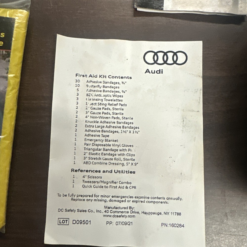 Audi First Aid Emergency Kit Never opened 2021