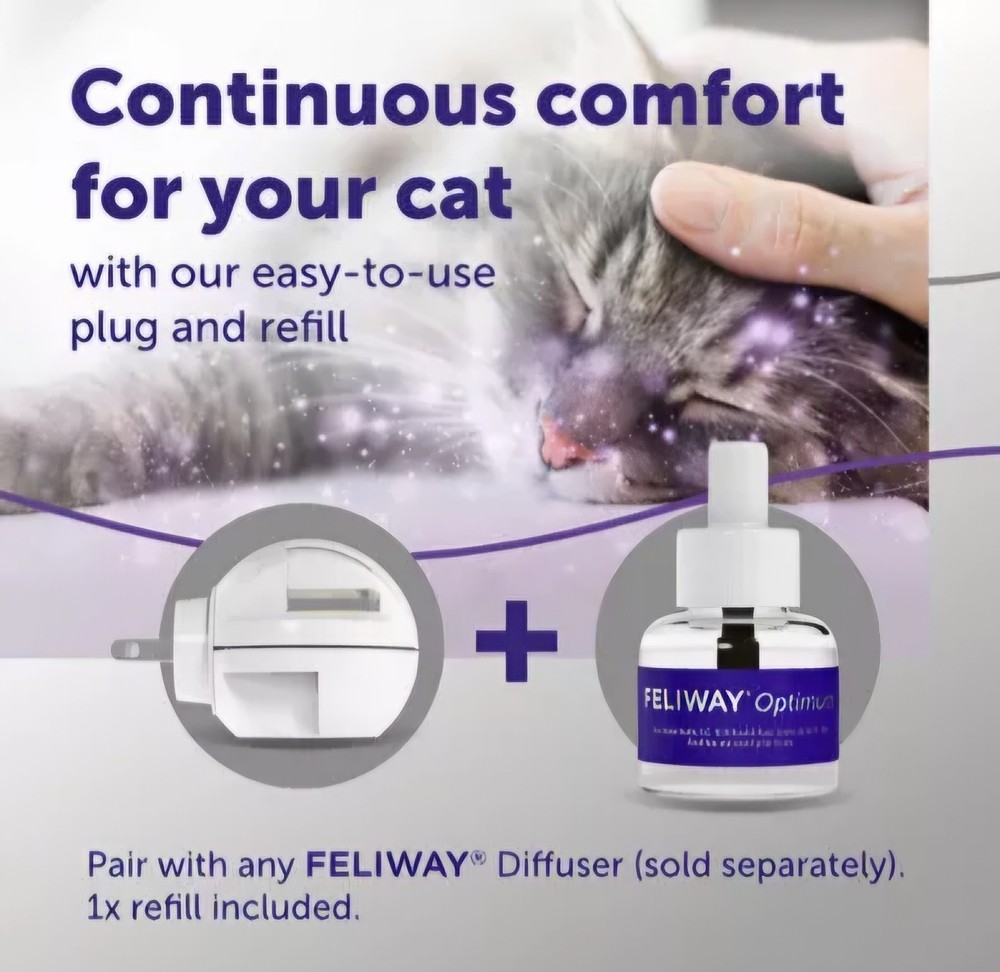 Feliway Optimum Enhanced Calming (2) 48 mL Diffuser Refills for Cats, New 12/26+