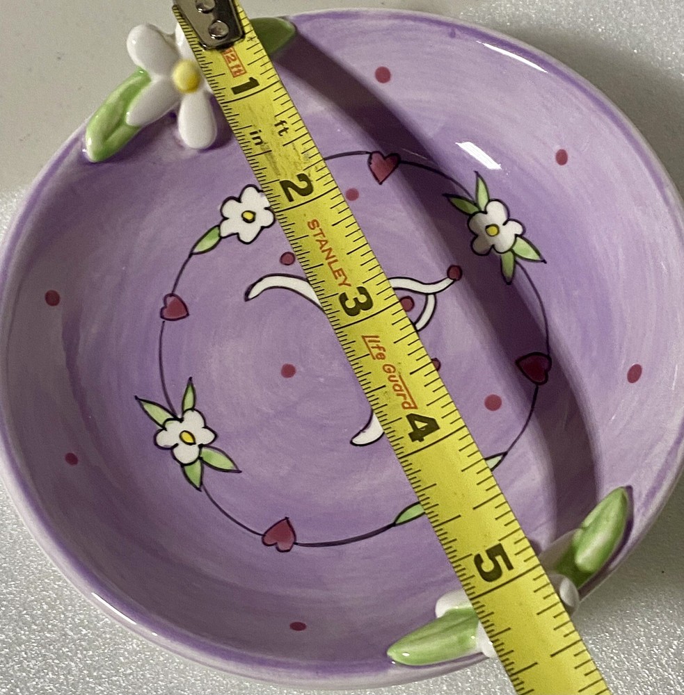 Spring Easter Purple Ceramic Candy Dish Russ Berrie 5.5”