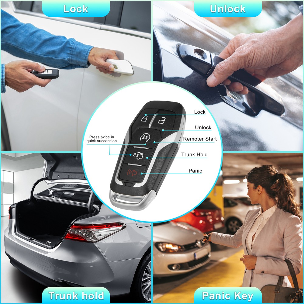 5 Button Smart Key Fob Keyless Entry Remote Key Shell Single Custom for Ford