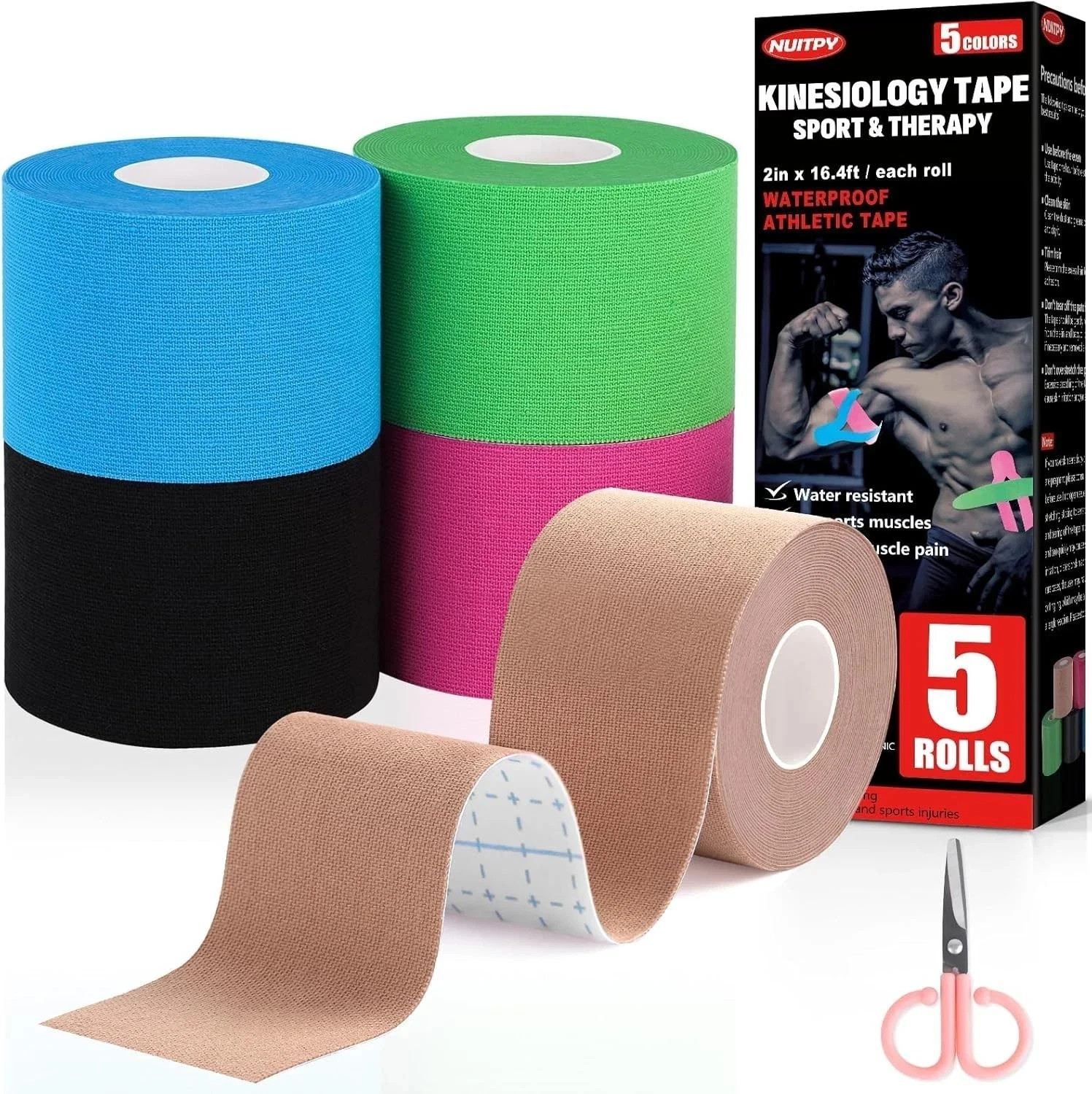 5 Roll Kinesiology Tape Athletic Muscle Support Sport Elastic Physio Therapeutic